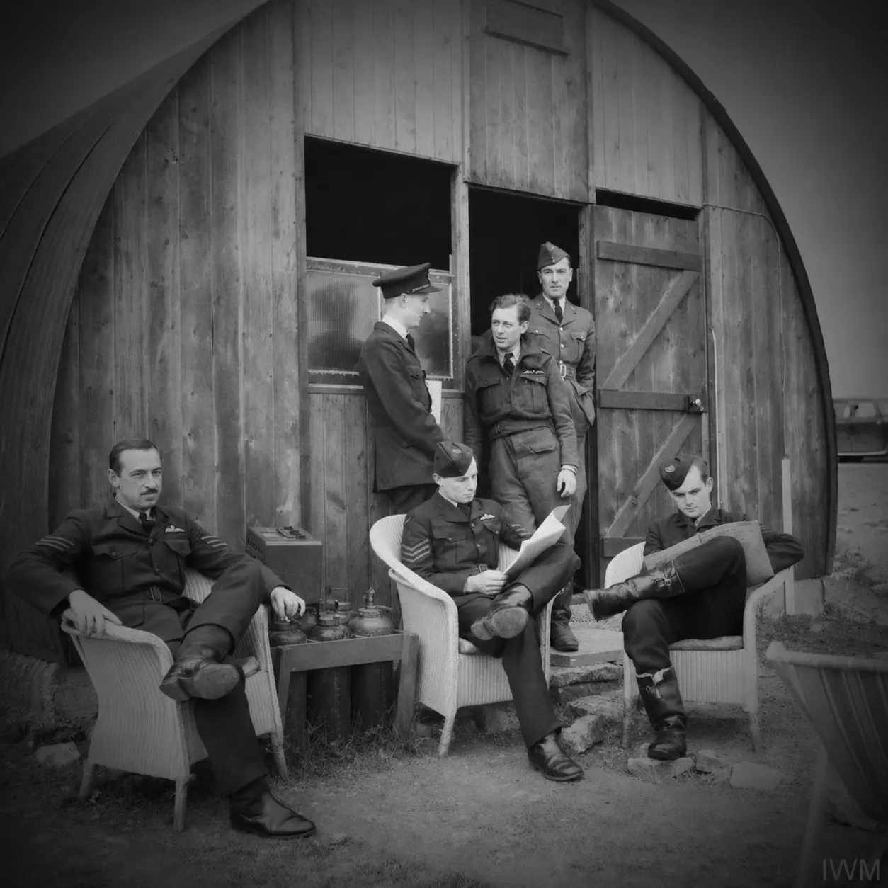 Allied pilots in their briefing room